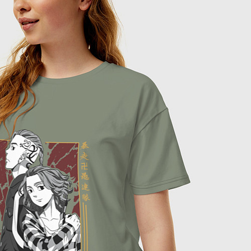 Женская футболка оверсайз Токийские мстители Кен Рюгуджи Мандзиро Сано / Авокадо – фото 3