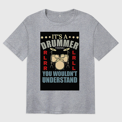 Женская футболка оверсайз Барабанщик музыка / Меланж – фото 1