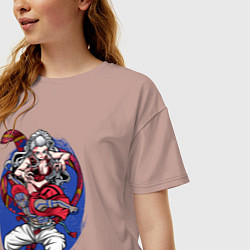 Футболка оверсайз женская Клинок рассекающий демонов Акадза Даки Высшие Луны, цвет: пыльно-розовый — фото 2