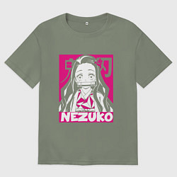 Футболка оверсайз женская Клинок рассекающий демонов Незуко Nezuko, цвет: авокадо