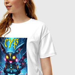 Футболка оверсайз женская Cyber horror - Pikachu, цвет: белый — фото 2