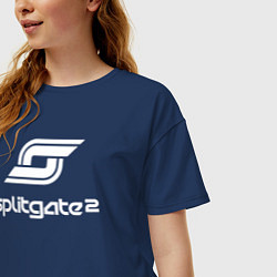 Футболка оверсайз женская Splitgate 2 logo, цвет: тёмно-синий — фото 2