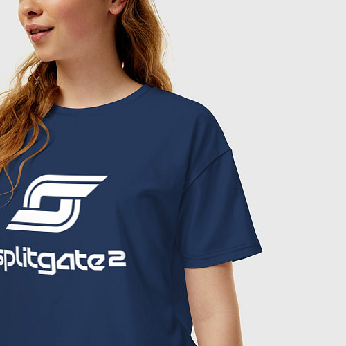 Женская футболка оверсайз Splitgate 2 logo / Тёмно-синий – фото 3