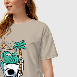 Футболка оверсайз женская Skull and summer, цвет: миндальный — фото 2