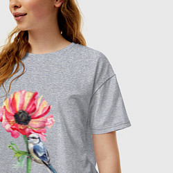 Футболка оверсайз женская Мак и лазоревка, цвет: меланж — фото 2