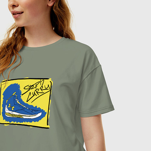 Женская футболка оверсайз Steph Curry shoes / Авокадо – фото 3