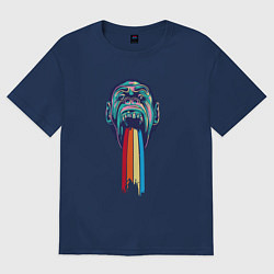 Футболка оверсайз женская Горилла и радуга, цвет: тёмно-синий