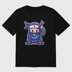 Футболка оверсайз женская Ниндзя рамен, цвет: черный