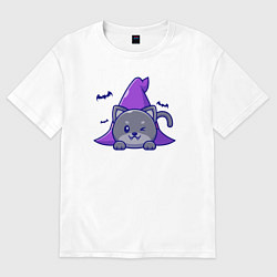 Футболка оверсайз женская Halloween kitty, цвет: белый