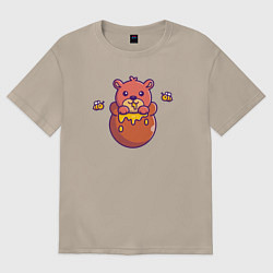 Футболка оверсайз женская Медовый мишутка, цвет: миндальный