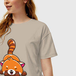 Футболка оверсайз женская Cute red panda, цвет: миндальный — фото 2