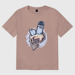 Футболка оверсайз женская Broken skater skull, цвет: пыльно-розовый