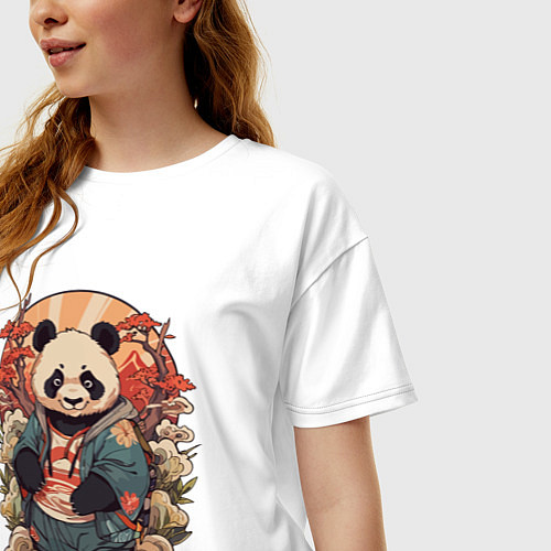 Женская футболка оверсайз Панда в японском стиле / Белый – фото 3
