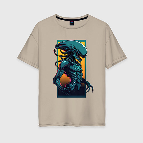 Женская футболка оверсайз Пришелец Чужой / Миндальный – фото 1