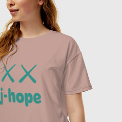 Футболка оверсайз женская BTS jhope, цвет: пыльно-розовый — фото 2