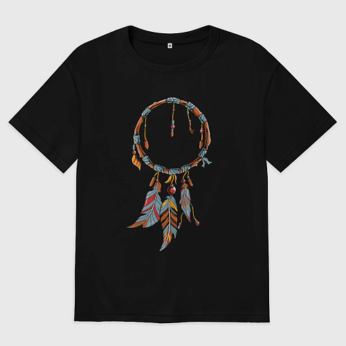 Женская футболка оверсайз Амулет ловец снов / Черный – фото 1