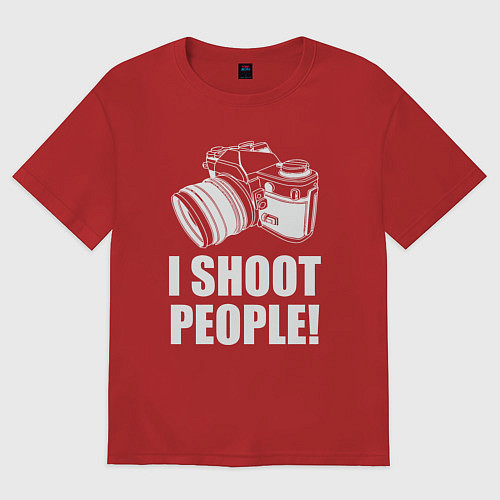 Женская футболка оверсайз Я клацаю людей - Фотограф / Красный – фото 1