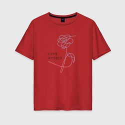 Футболка оверсайз женская BTS love myself, цвет: красный