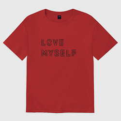 Футболка оверсайз женская BTS love myself надпись, цвет: красный