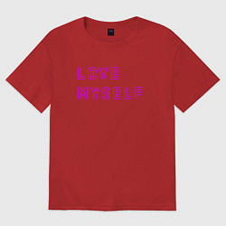 Футболка оверсайз женская Надпись love myself BTS, цвет: красный