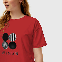 Футболка оверсайз женская BTS Wings, цвет: красный — фото 2
