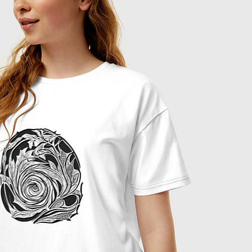 Женская футболка оверсайз Движение ветра в витках / Белый – фото 3