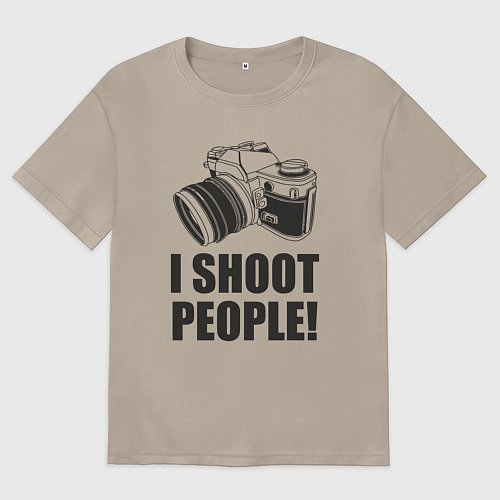 Женская футболка оверсайз Фоткаю людей / Миндальный – фото 1