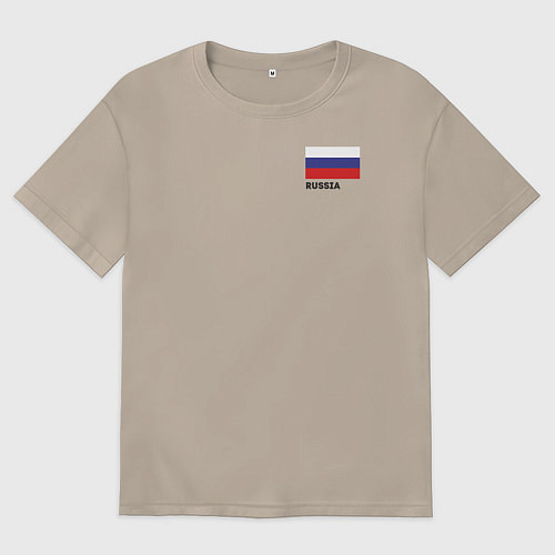 Женская футболка оверсайз Россия карта и флаг / Миндальный – фото 1