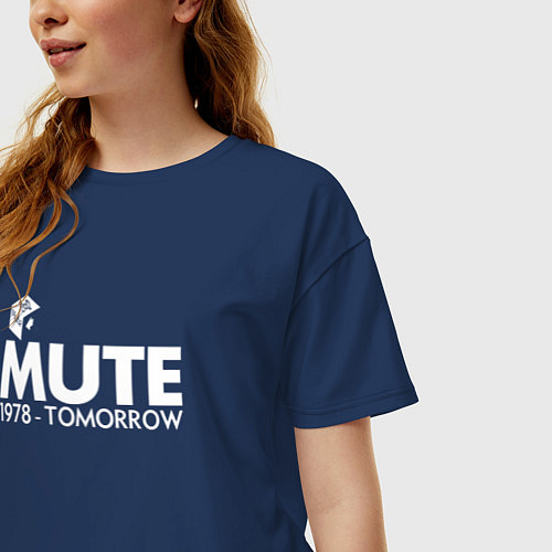 Женская футболка оверсайз Depeche Mode - Mute Records / Тёмно-синий – фото 3