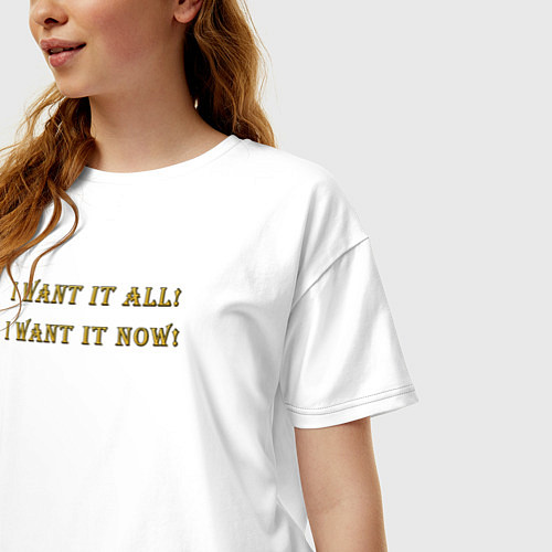 Женская футболка оверсайз I want it now / Белый – фото 3