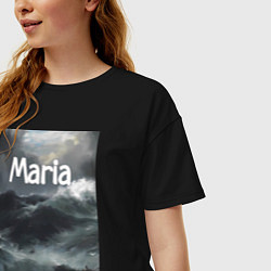 Футболка оверсайз женская Maria штормовые волны, цвет: черный — фото 2