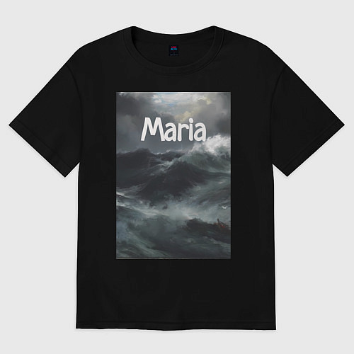 Женская футболка оверсайз Maria штормовые волны / Черный – фото 1