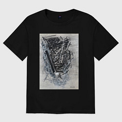 Футболка оверсайз женская Абстрактная графика Blue, цвет: черный