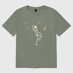 Футболка оверсайз женская Скелет танцует, цвет: авокадо