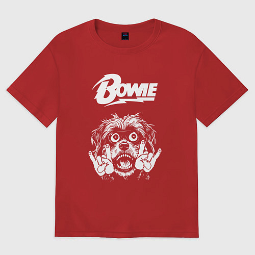 Женская футболка оверсайз David Bowie rock dog / Красный – фото 1