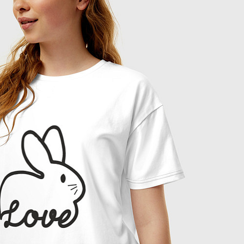 Женская футболка оверсайз Bunny lover / Белый – фото 3