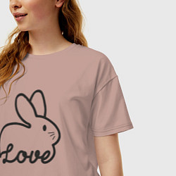 Футболка оверсайз женская Bunny lover, цвет: пыльно-розовый — фото 2