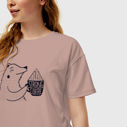 Футболка оверсайз женская Крепкий как мой кофе, цвет: пыльно-розовый — фото 2