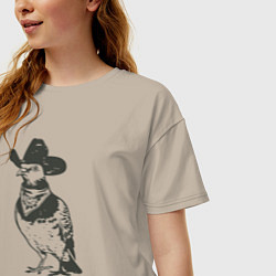 Футболка оверсайз женская Голубь ковбой, цвет: миндальный — фото 2