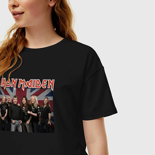 Женская футболка оверсайз Iron Maiden rock band colored / Черный – фото 3