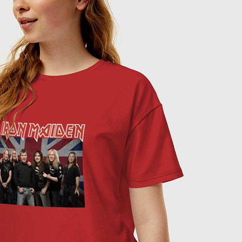 Женская футболка оверсайз Iron Maiden rock band colored / Красный – фото 3