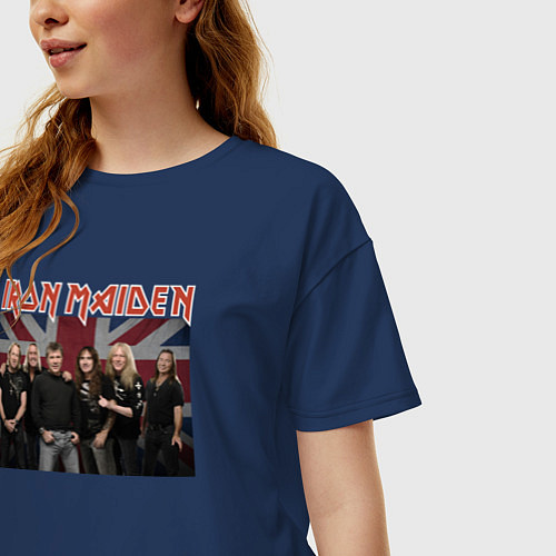 Женская футболка оверсайз Iron Maiden rock band colored / Тёмно-синий – фото 3