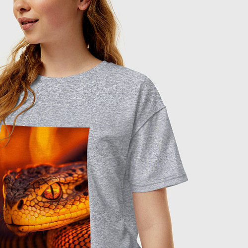 Женская футболка оверсайз Огненная змея / Меланж – фото 3