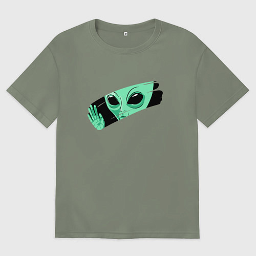 Женская футболка оверсайз Взгляд инопланетянина через стекло / Авокадо – фото 1