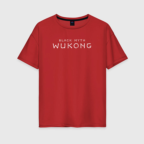 Женская футболка оверсайз Black Myth Wukong white logo / Красный – фото 1