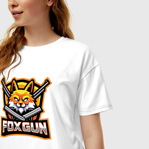 Женская футболка оверсайз Fox gun / Белый – фото 3