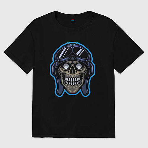 Женская футболка оверсайз Авиатор череп / Черный – фото 1