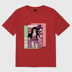 Футболка оверсайз женская Клинок рассекающий демонов Незуко Демон, цвет: красный