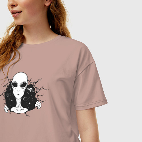 Женская футболка оверсайз Гуманоид / Пыльно-розовый – фото 3