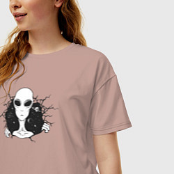 Футболка оверсайз женская Гуманоид, цвет: пыльно-розовый — фото 2